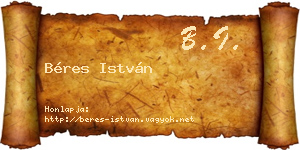 Béres István névjegykártya