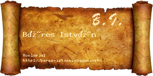 Béres István névjegykártya